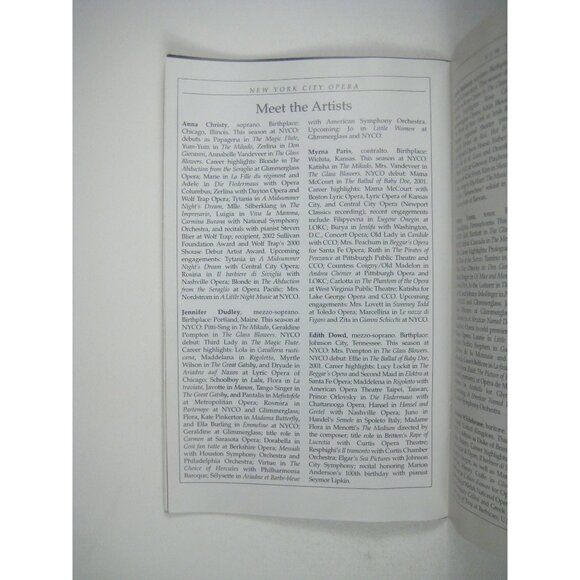 The Glass Blowers New York City Opera Stagebill April 2002 John Phillip Sousa - Picture 5 of 6